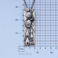 True Charm of Silver Pendant! Art Nouveau style Oxidized Silver Gourd motif Rectangle Pendant Necklace