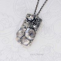 For Your Artistic Life! : Lotus motif Textured Oxidized Silver Unisex Pendant
