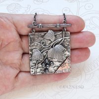 Dance of the leaves! Nature Inspired Oxidized Silver Copper Hematite beads Wild Grape Textured Necklace