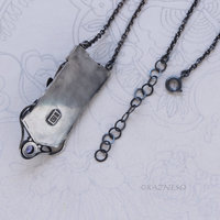 Detailed Beauty of the Wild Rose, Oxidized Silver Tanzanite Pendant Necklace