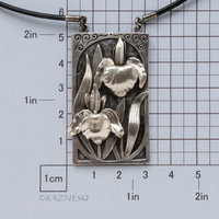 Sculptural Sterling Silver Iris Pendant - Botanical Art Jewelry