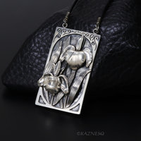 Sculptural Sterling Silver Iris Pendant - Botanical Art Jewelry