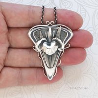 Handcrafted Sterling Silver Iris Pendant - Sculptural Botanical Art Necklace