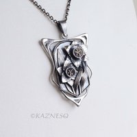 Botanical Statement Necklace - Art Nouveau Style Oxidized Silver Narcissus Pendant