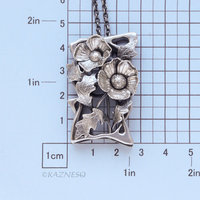 Sculptural Silver Poppy Necklace - Hand Fabricated Botanical Art Pendant