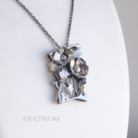 Sculptural Silver Poppy Necklace - Hand Fabricated Botanical Art Pendant
