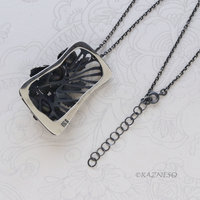 Art Nouveau Oxidized Silver Poppy Necklace - Hand-Fabricated Botanical Statement Pendant