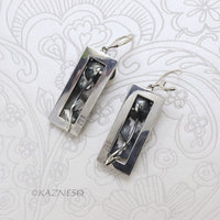 Sterling Silver Art Nouveau Poppy Earrings - Oxidized Floral Dangle Earrings with Leverback Hooks