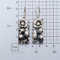 Sterling Silver Art Nouveau Poppy Earrings - Oxidized Floral Dangle Earrings with Leverback Hooks