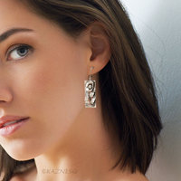 Sterling Silver Art Nouveau Poppy Earrings - Oxidized Floral Dangle Earrings with Leverback Hooks