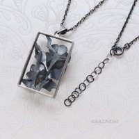 Dimensional Peony Flower Pendant - Oxidized Sterling Silver
