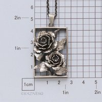 Dimensional Peony Flower Pendant - Oxidized Sterling Silver