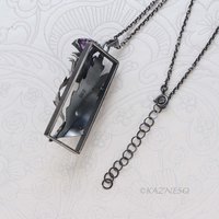 Dimensional Scottish Thistle Pendant - Oxidized Sterling Silver with Amethyst