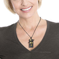 Wabi-Sabi Ginkgo Necklace - Japanese design of Brass & Oxidized Silver