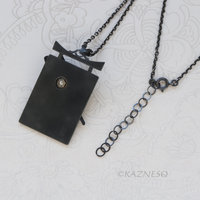 Sculptural White Camellia with Citrine, Oxidized and Matte White Silver Pendant Necklace