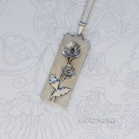 Matte Sterling Silver Poppy Bar Necklace - Nature-Inspired Floral Pendant