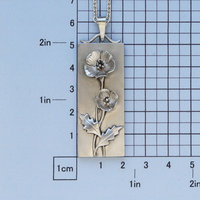 Matte Sterling Silver Poppy Bar Necklace - Nature-Inspired Floral Pendant