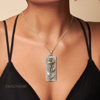 Matte Sterling Silver Poppy Bar Necklace - Nature-Inspired Floral Pendant