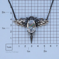 Rainbow Quartz Angel Wings Necklace – Sterling Silver Handmade Pendant