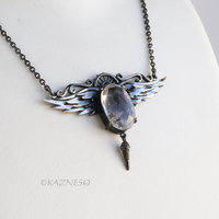 Rainbow Quartz Angel Wings Necklace – Sterling Silver Handmade Pendant