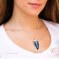 Blue Labradorite Teardrop Pendant Necklace | Sterling Silver | Handmade Gemstone Jewelry