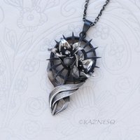 Gothic Lily Pendant Necklace Oxidized Silver Handmade Ironpunk Dark Floral Statement Jewelry