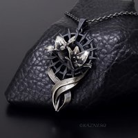 Gothic Lily Pendant Necklace Oxidized Silver Handmade Ironpunk Dark Floral Statement Jewelry