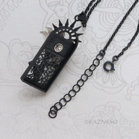 White Lily Flower Pendant Necklace Oxidized Sterling Silver Gothic Ironpunk wearable art Statement Jewelry