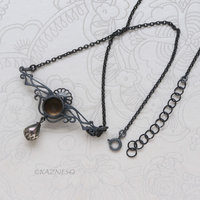 Smoky Quartz Necklace, Gothic Art Nouveau Oxidized Silver, Freshwater Pearl Drop, Dark Statement Jewelry