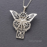 Sterling Silver Butterfly Necklace, Hand Pierced Swallowtail Pendant, Art Nouveau Gothic Jewelry, Matte Statement Necklace