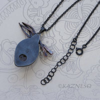 Picture Quartz Necklace, Landscape Stone Pendant, Copper Branch, Silver Cherry Blossom, Akoya Pearl, Dark Art Nouveau