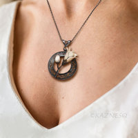 Magnolia Pendant Necklace in Oxidized Silver – Hand-Pierced Scrollwork with Fine Silver Blossom