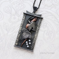 Wabi-Sabi Wild Grape Necklace — oxidized Silver & Copper Nature Inspired Pendant