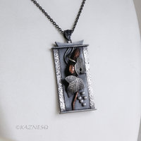Wabi-Sabi Wild Grape Necklace — oxidized Silver & Copper Nature Inspired Pendant