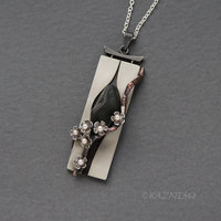 Wearable Sculpture: Plum Blossom Pendant with Real Stone and Akoya Pearls