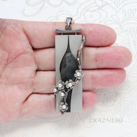 Wearable Sculpture: Plum Blossom Pendant with Real Stone and Akoya Pearls