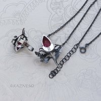 Jewelry That Speaks for You: Handmade Thistle Rubellite Set in Sterling Silver, Gothic Botanical Statement Pieces