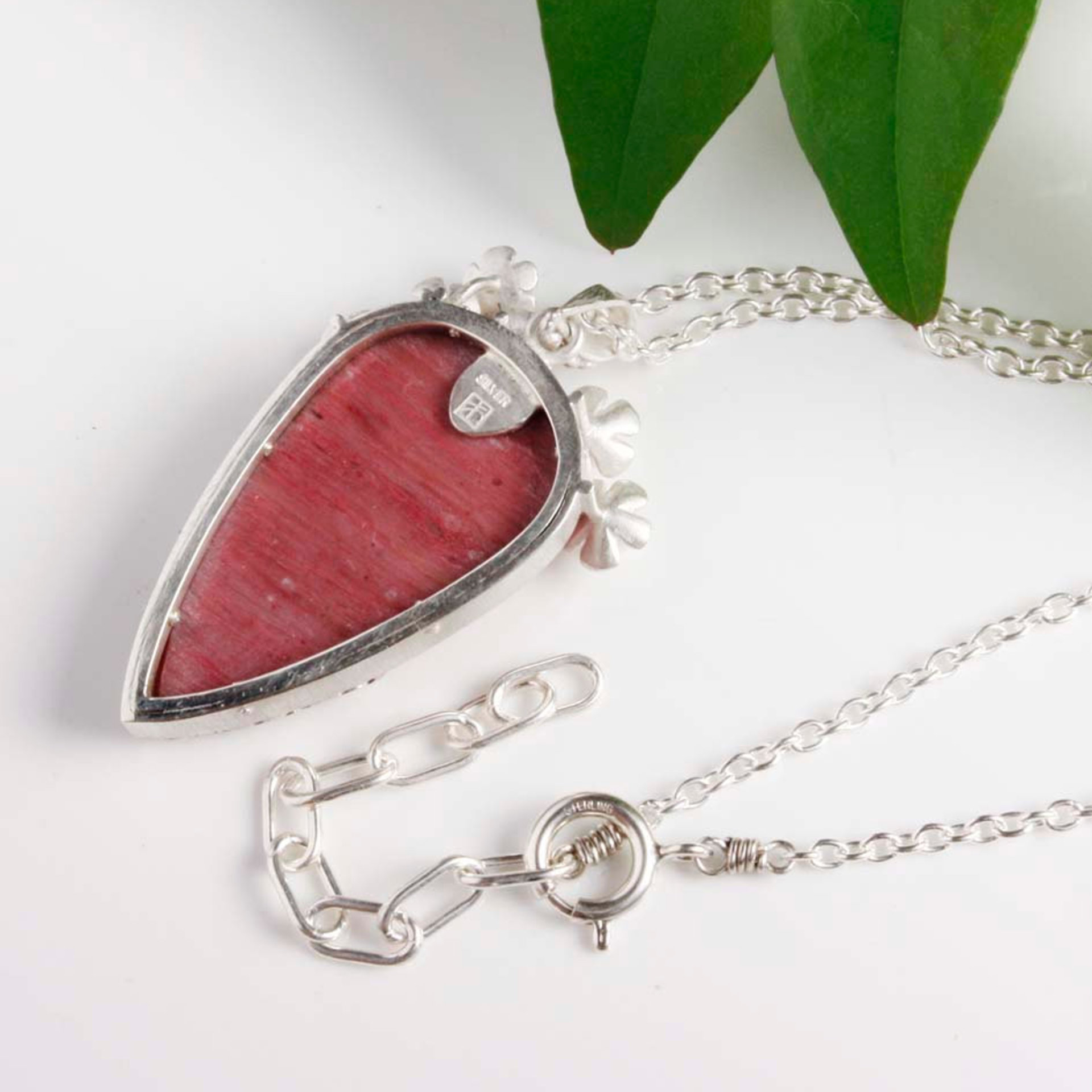 SOLD: Lacy openwork silver pendant with piemontite.