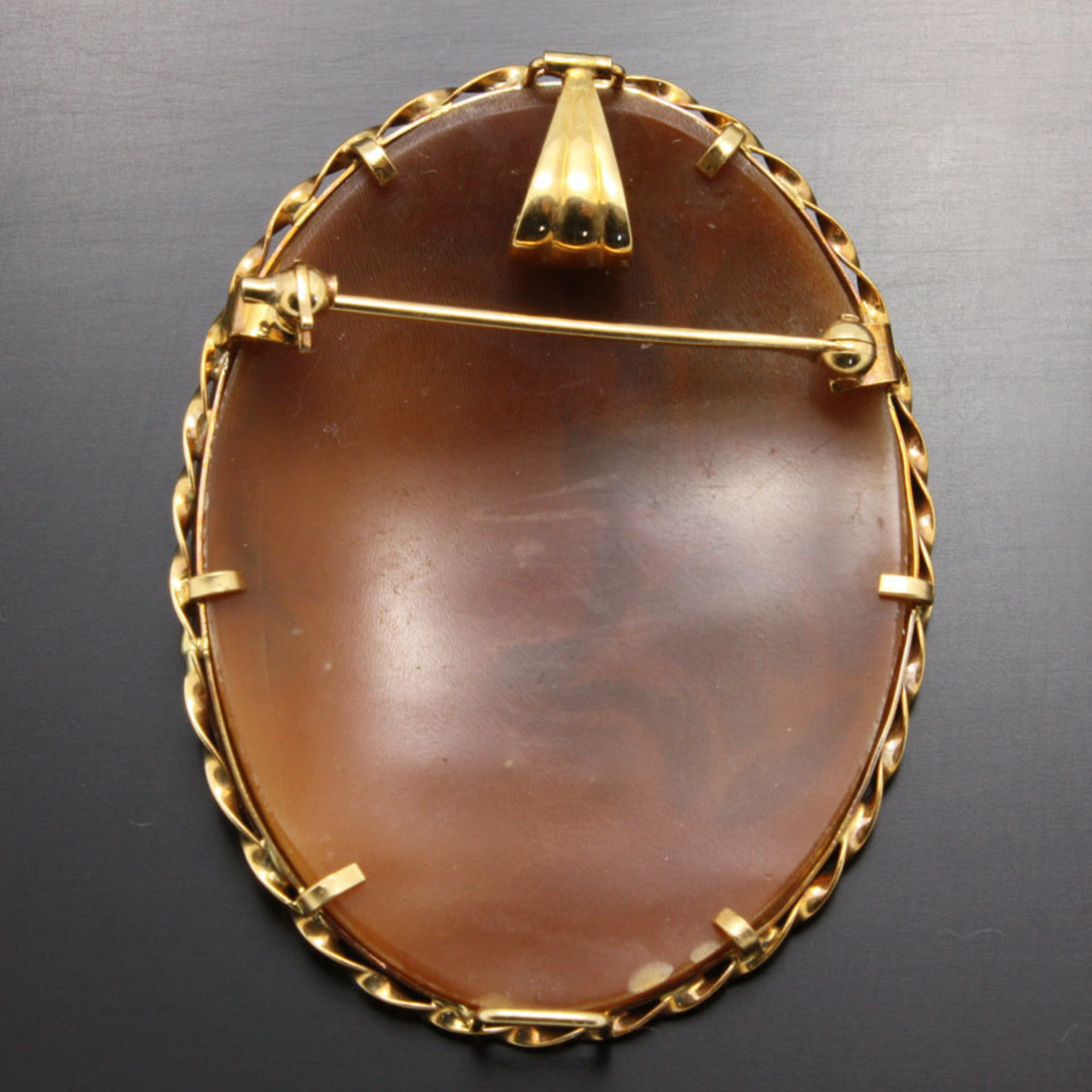 Vintage Shell cameo hand carved by an artist with gold frame (C1)
