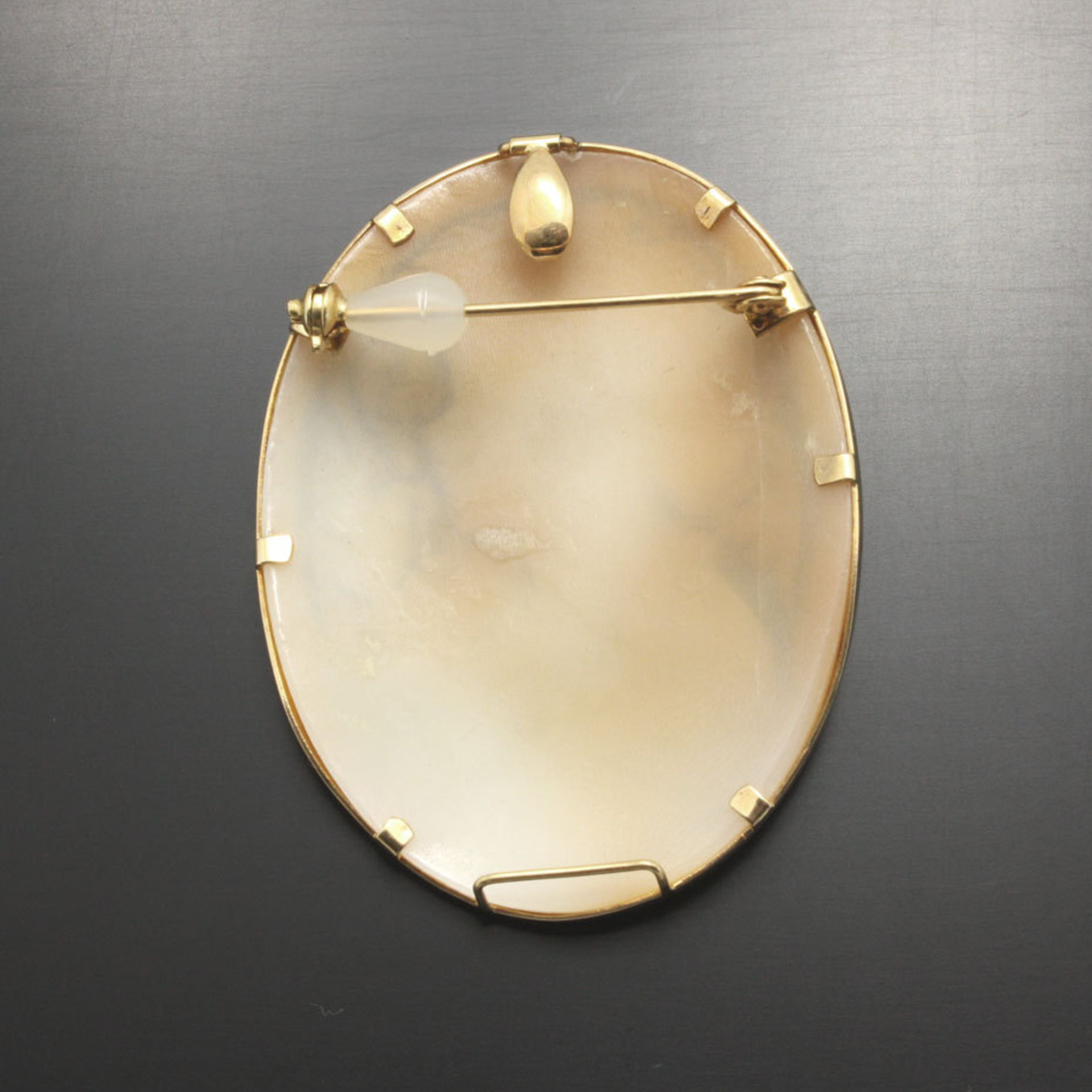 SOLD: Vintage Shell cameo hand carved by an artist with gold frame(C2)