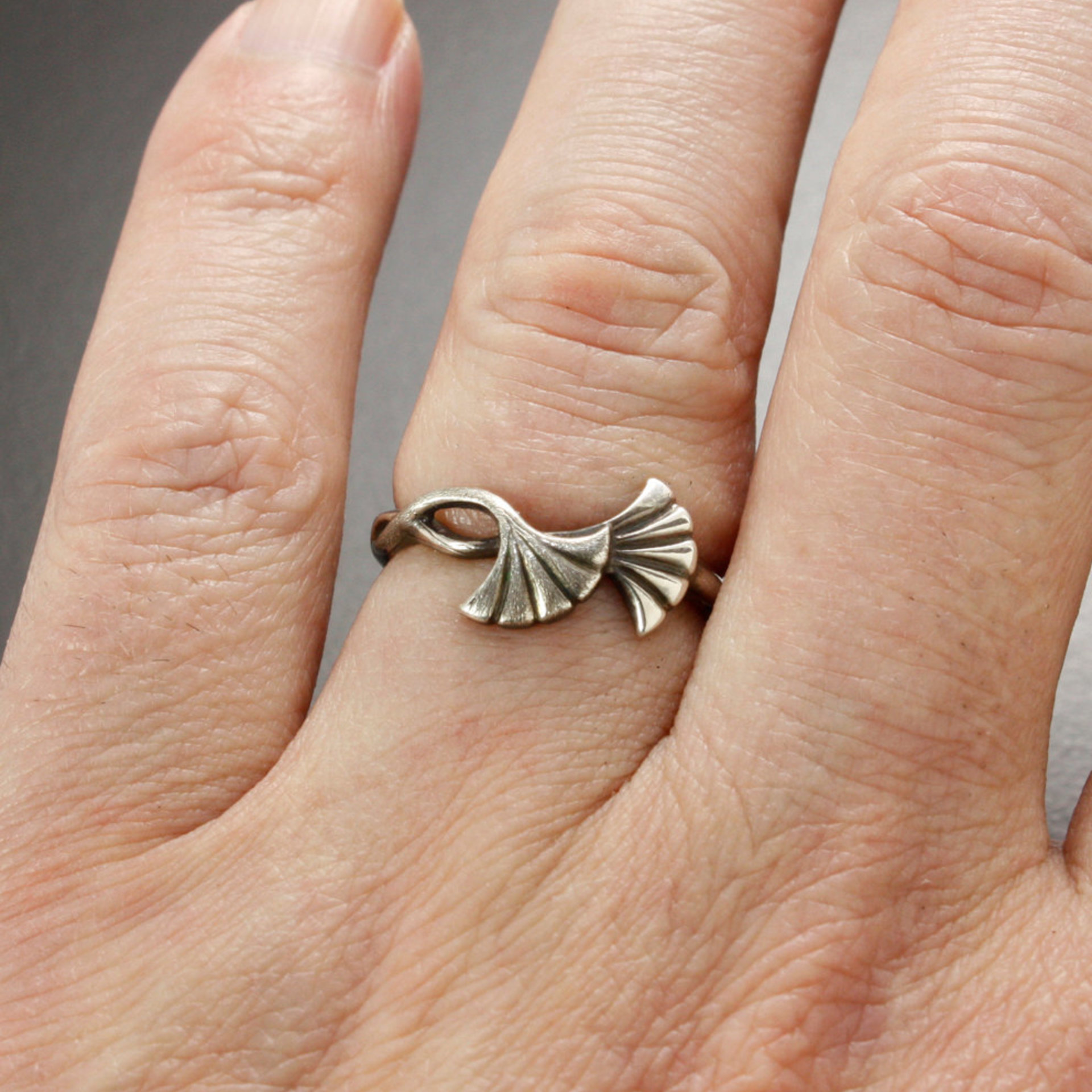 Made to order: Ginkgo Art Nouveau style ring