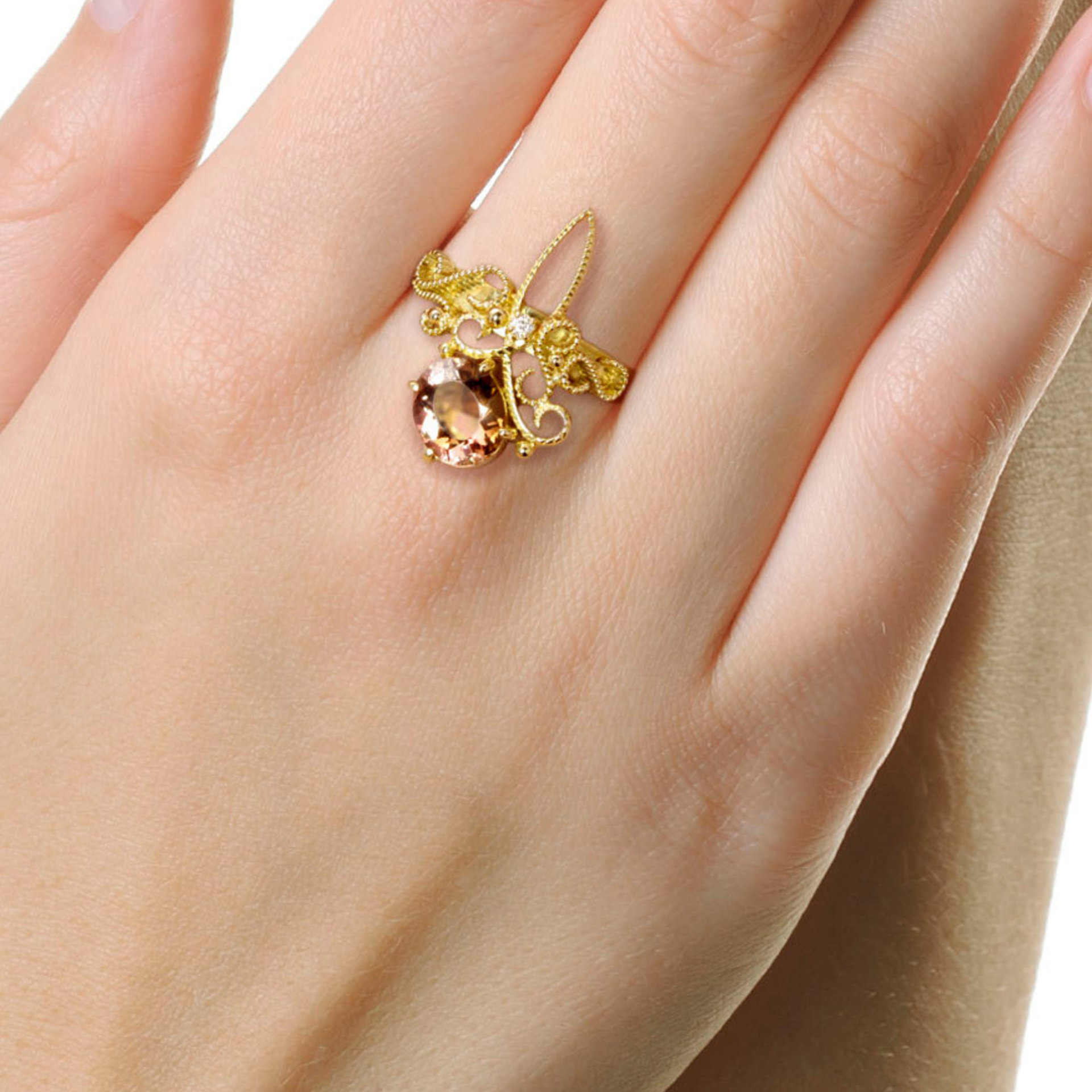 Bicolor facet tourmaline ring
