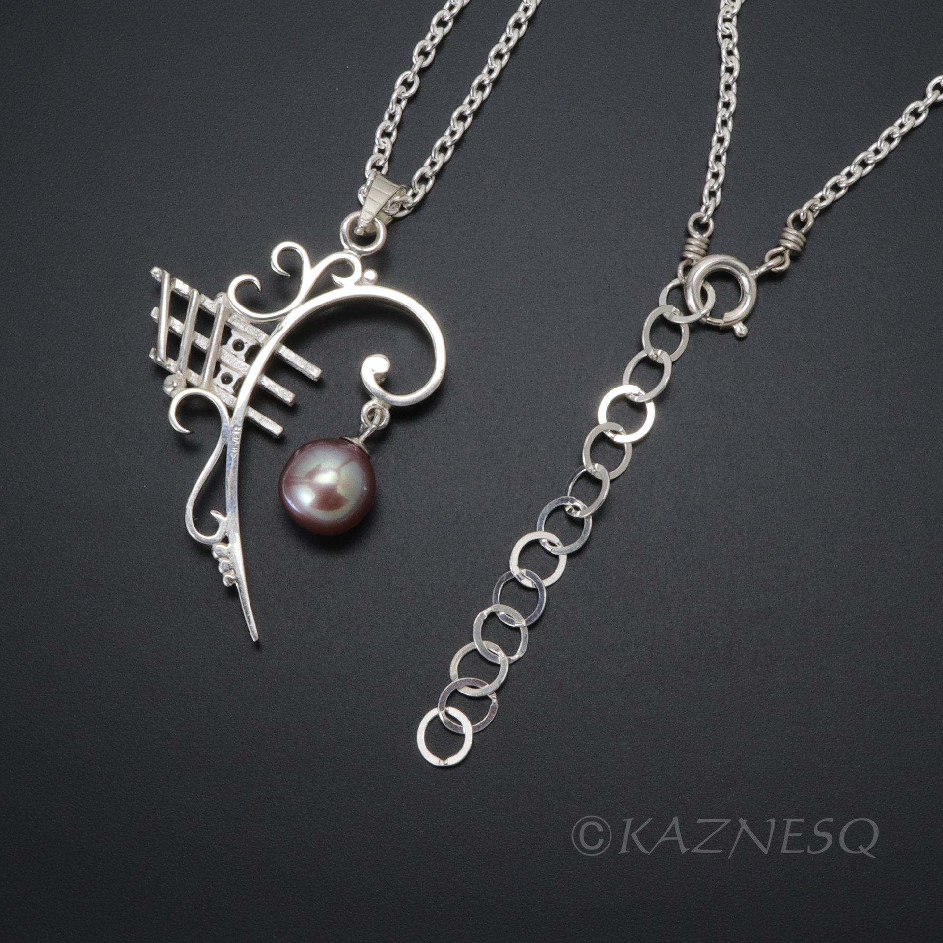 This is a custom order for a specific customer : F clef silver pendant