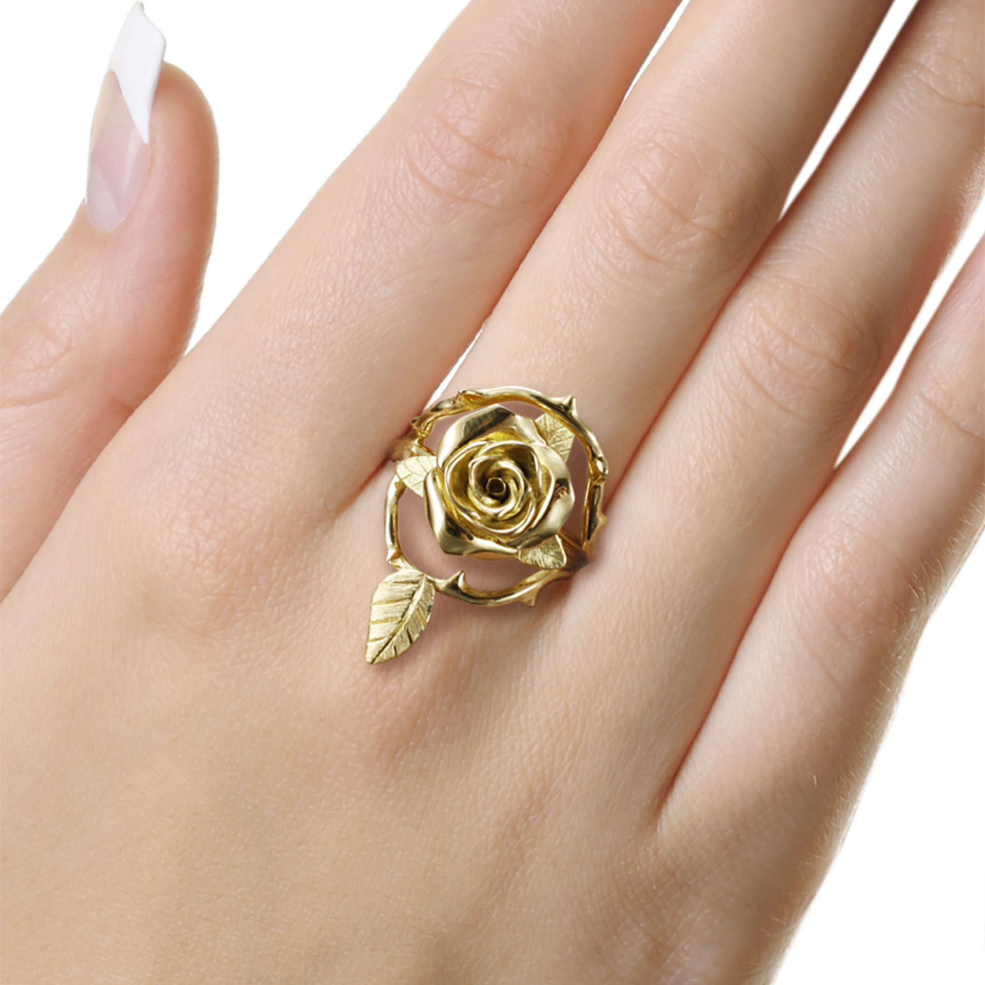 18K gold rose motif ring