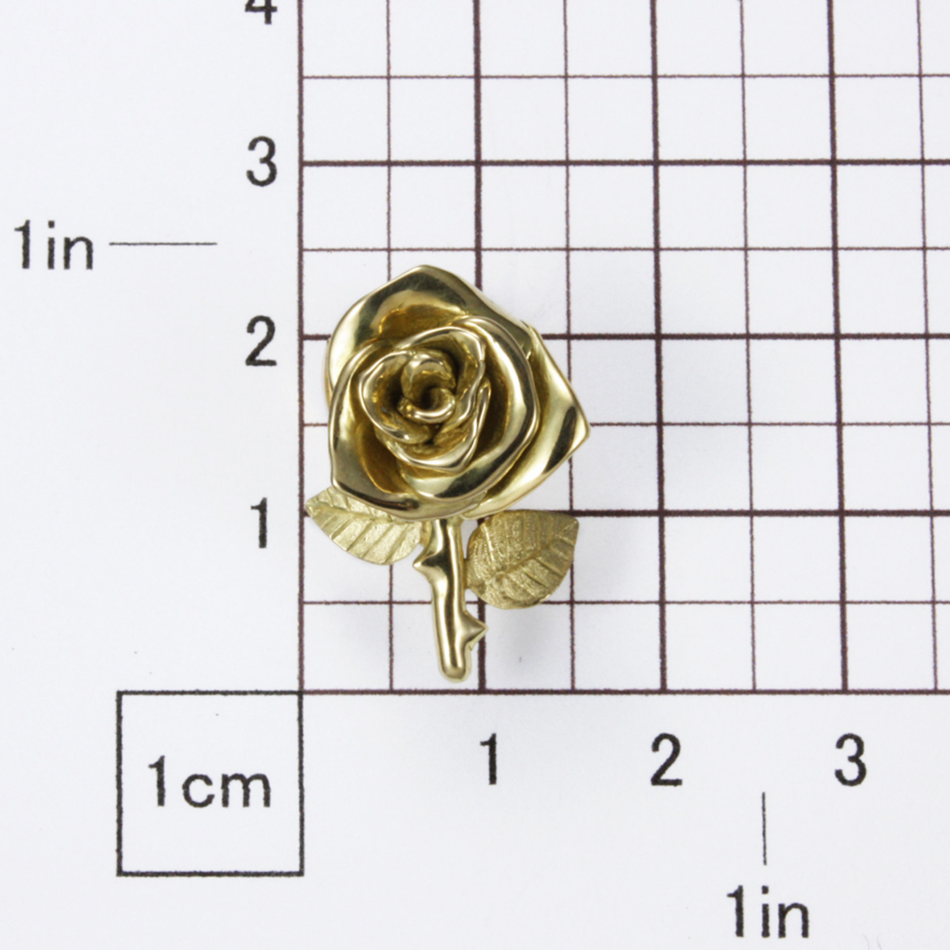 18K yellow gold rose motif pin brooch