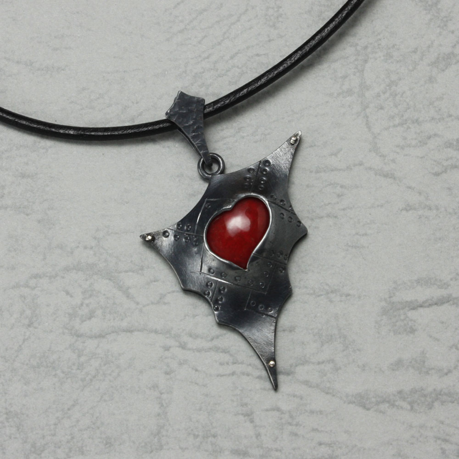 Red coral heart pendant of Goth and Steampunk image