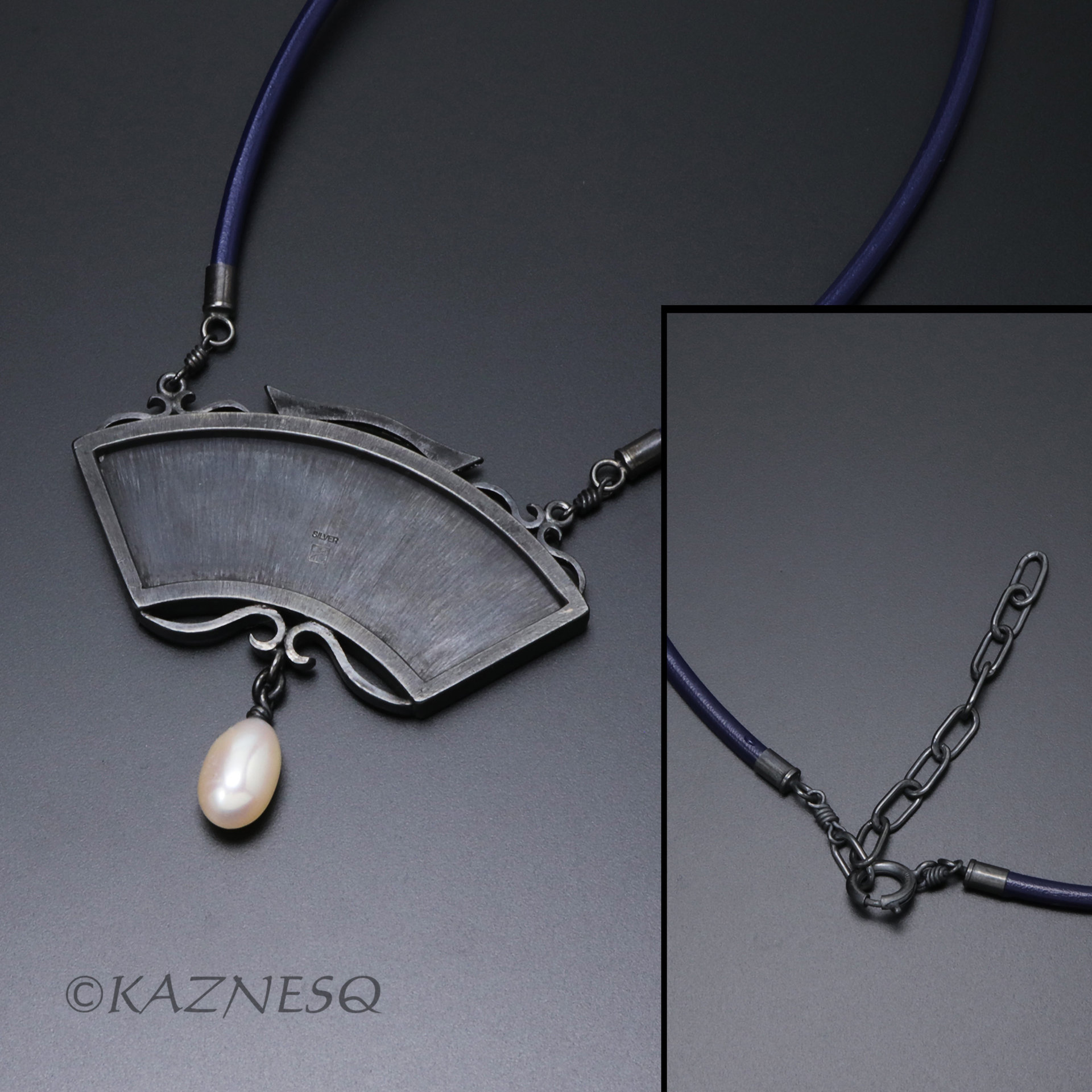 (C) KAZNESQ:Japanese art Keum Boo necklace of white plum blossoms
