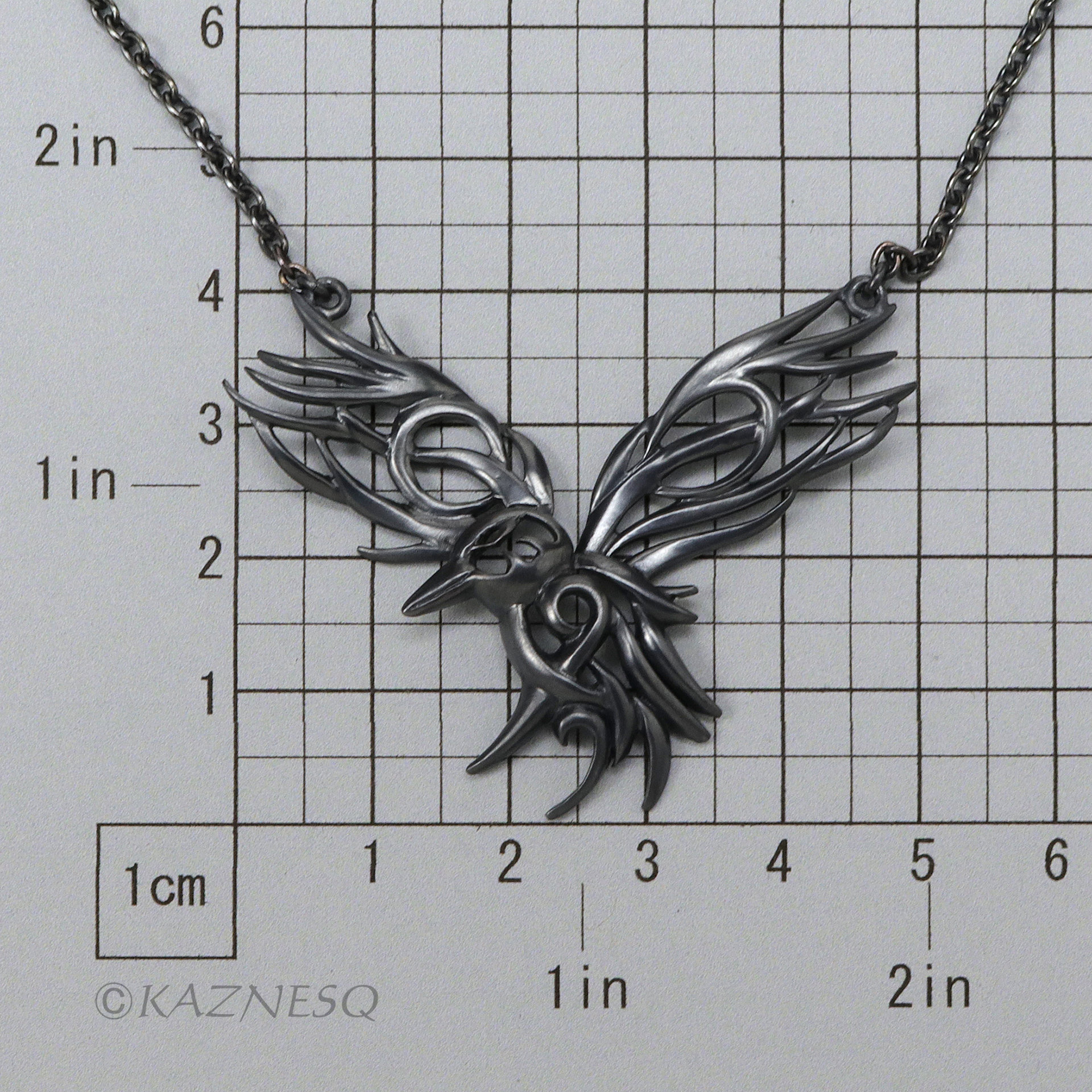C) KAZNESQ: Openwork raven oxidized silver necklace, Goth pendant, Vikings