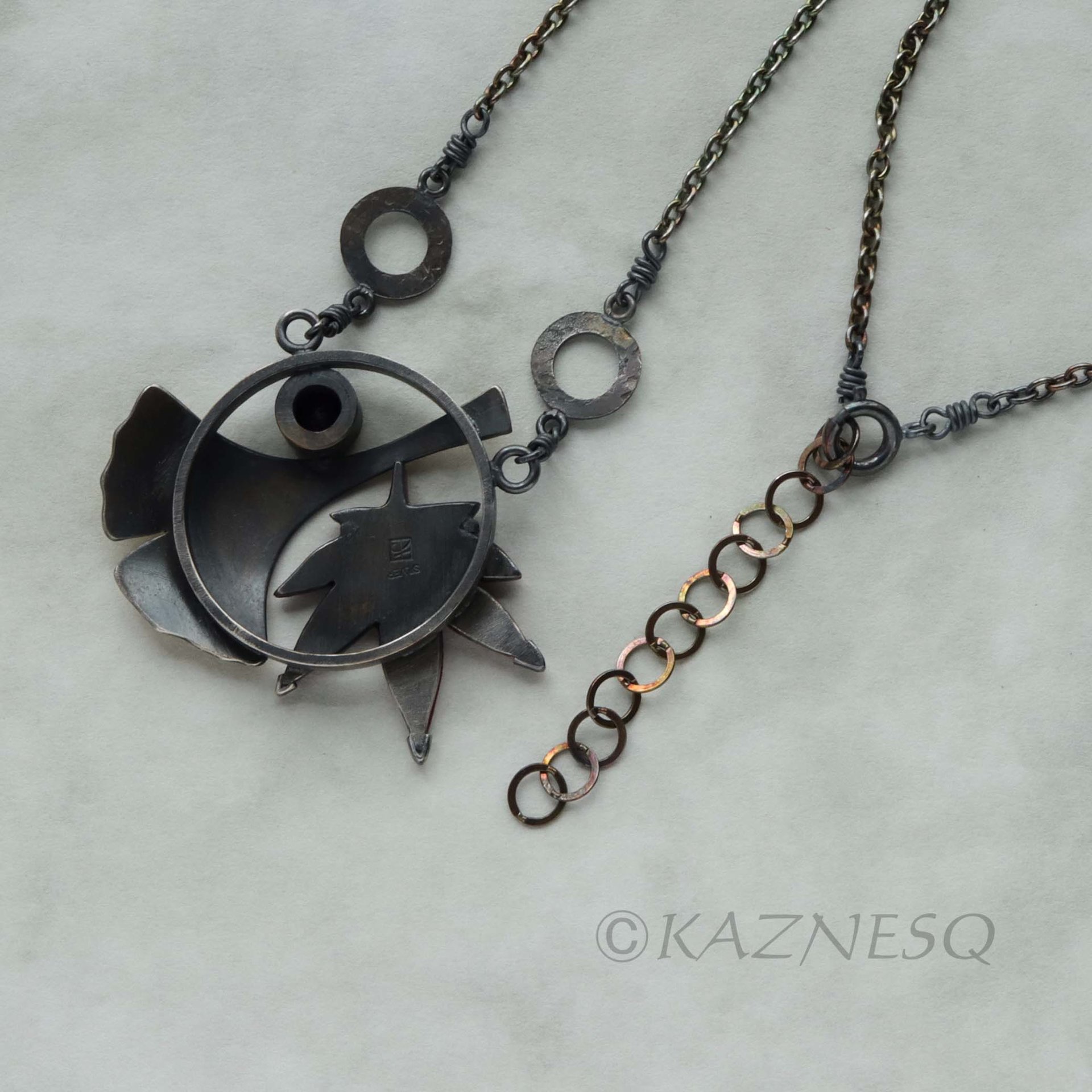 (C) KAZNESQ: Ginkgo and red maple leaf necklace, autumn jewelry gift for her
