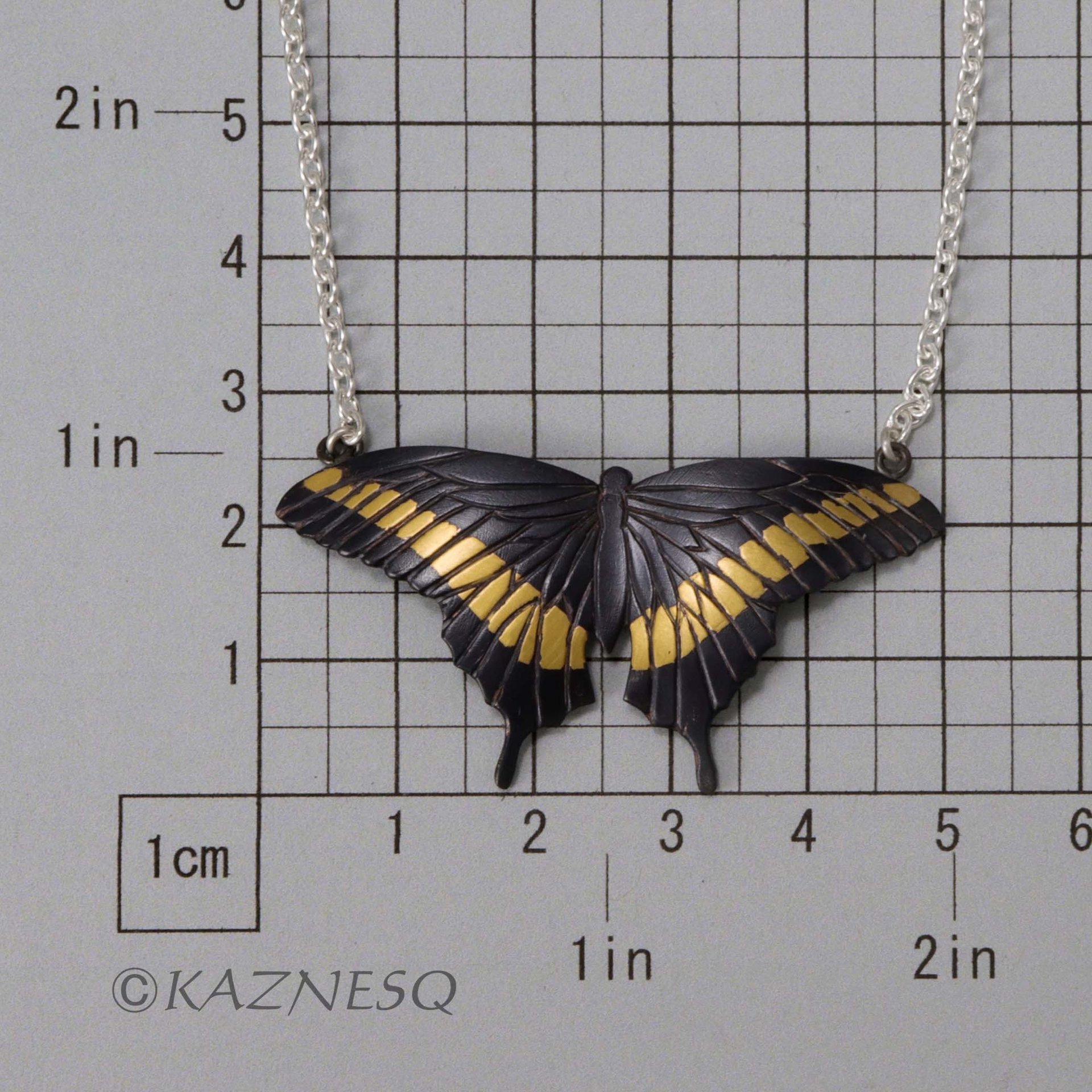 (C) KAZNESQ: Keum Boo and Japanese iroage patina shakudo swallowtail necklace
